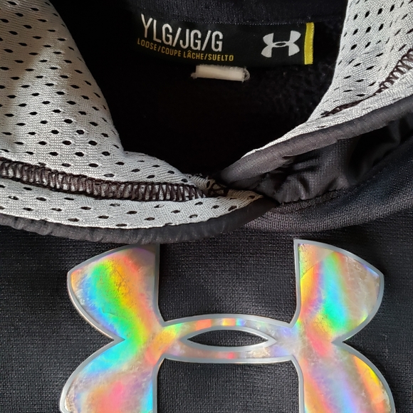 Black Under Armour Hooded Sweatshirt- Youth Large - Picture 2 of 2